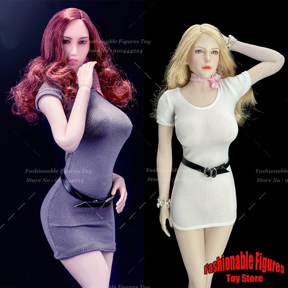 Женское платье-солдат 1/6 тонкое эластичное платье офисная юбка пояс воротник