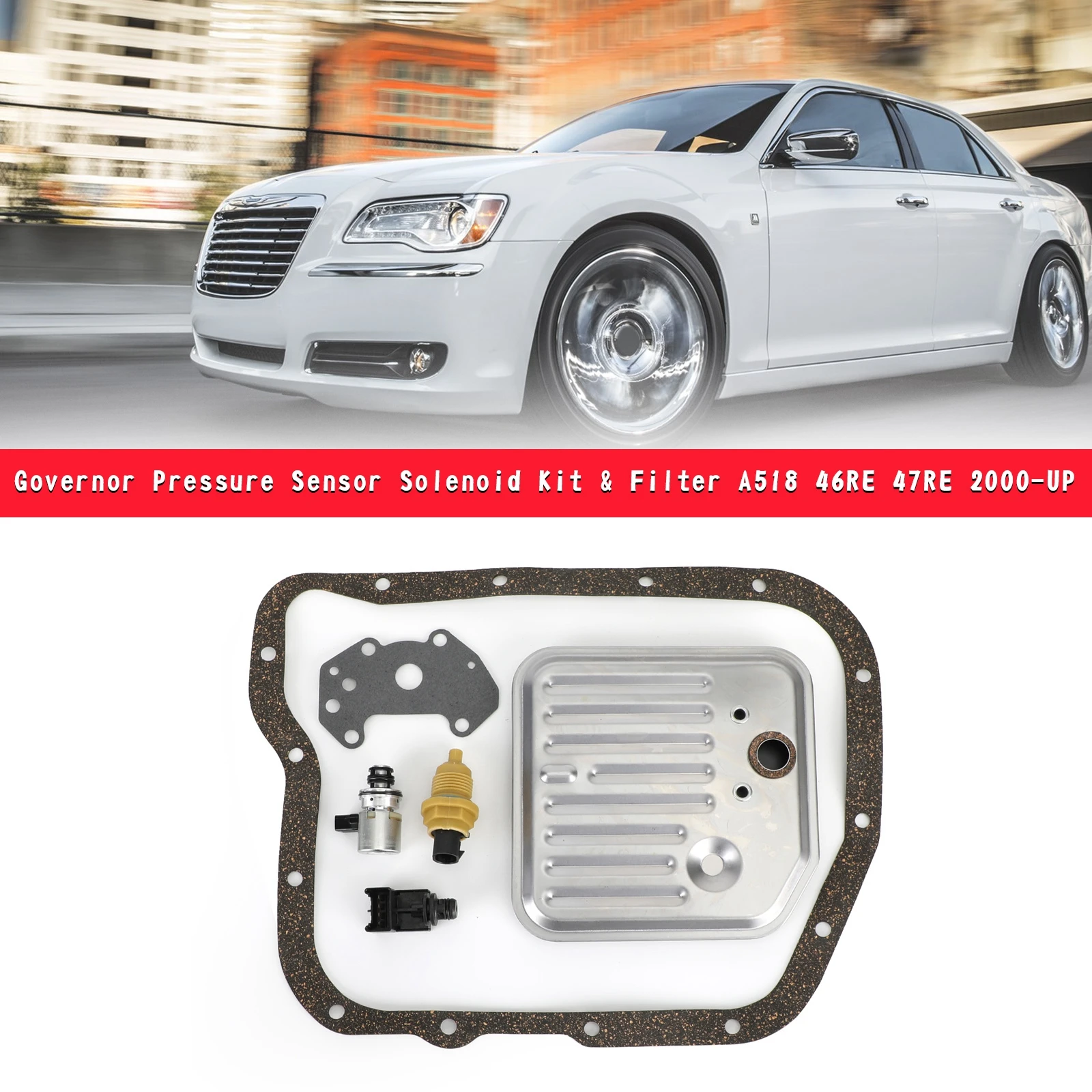 

Areyourshop Governor Pressure Sensor Solenoid Kit & Filter A518 46RE 47RE 2000-UP for Chrysler Car Auto Parts