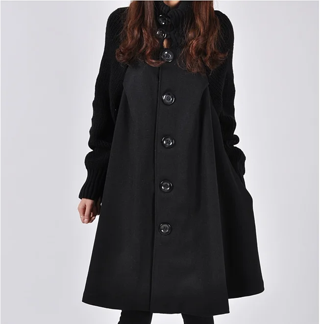 

Женское длинное свободное шерстяное пальто, свободная шерстяная накидка большого размера, Осень-зима 2022
