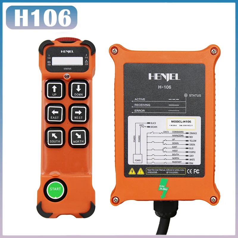 

Industrial wireless remote control H106 crane controller 6-key single-speed waterproof AC 110-460V Forklifts Telecontrol