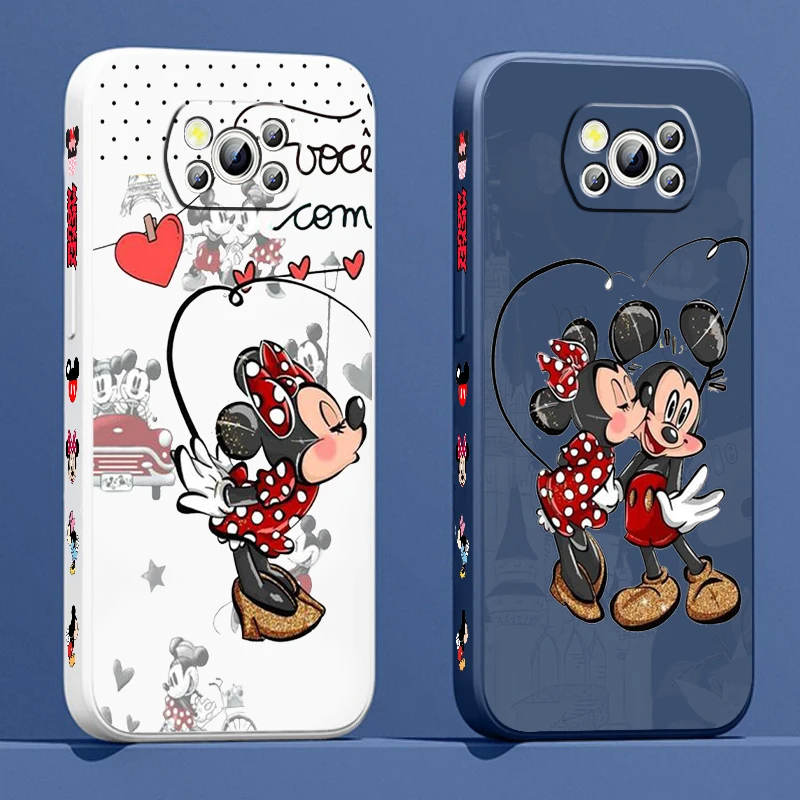 

Liquid Left Rope Phone Case For Xiaomi Mi Poco M5s M5 X4 X3 M4 M3 F4 F3 GT C50 Pro NFC 5G Pink Disney Minnie Mickey Cover