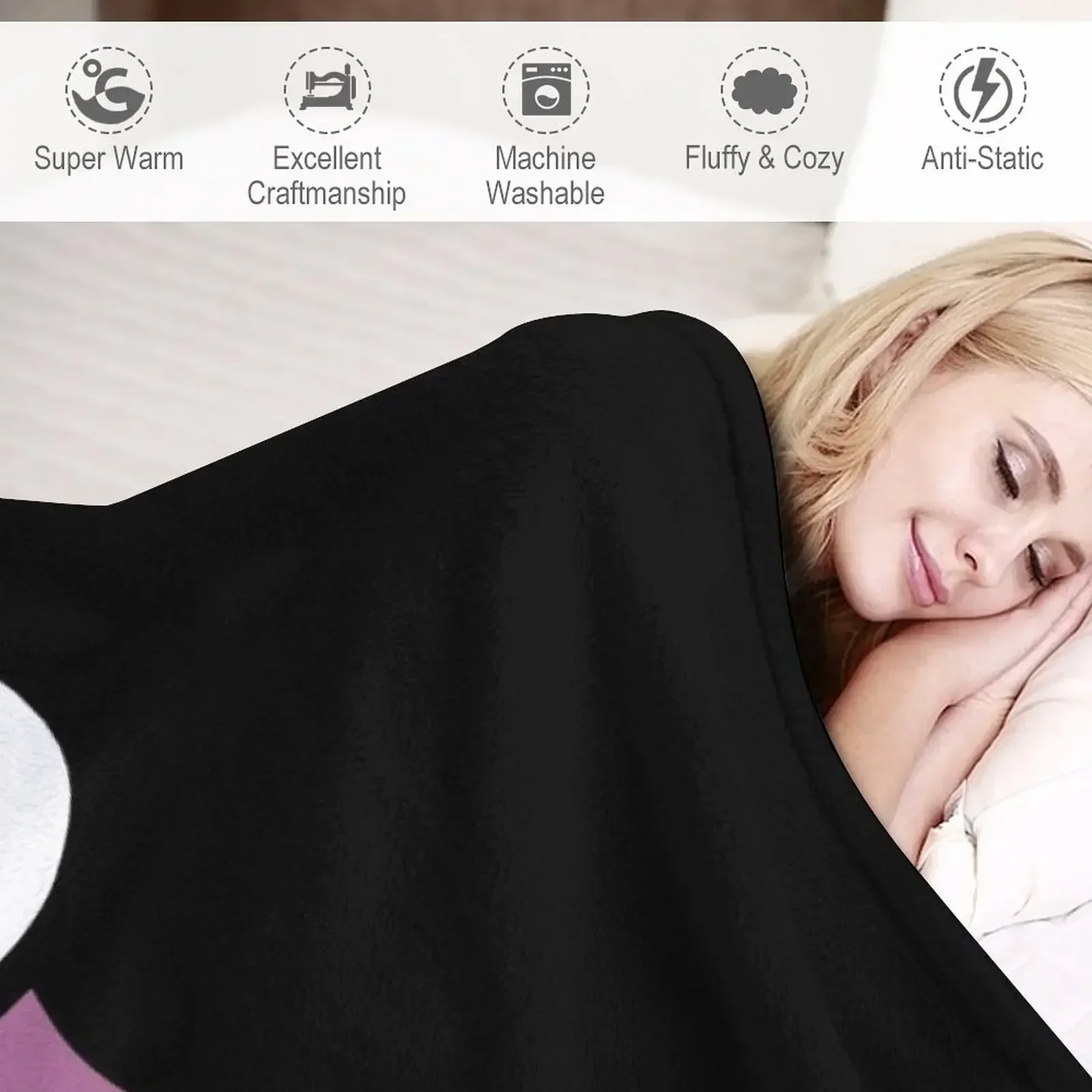 Feitan Mask Throw Blanket Flannel Decorative Sofas Cute Plaid Warm Blankets