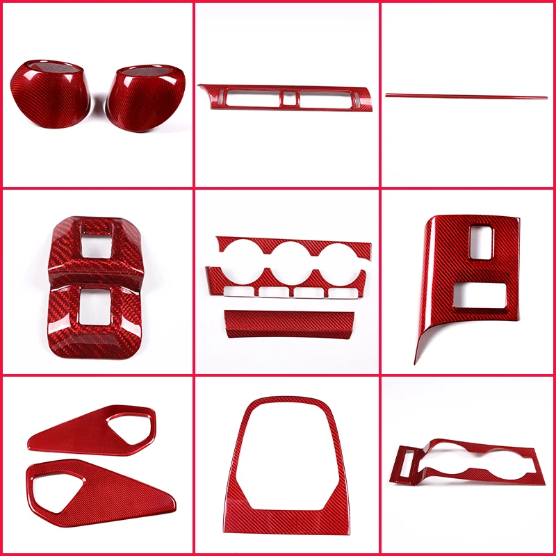 

For Toyota 86 For Subaru Brz 2022 Car Interior Center Control Panel Door Decoration Sticker Red Real Carbon Fiber Accessories