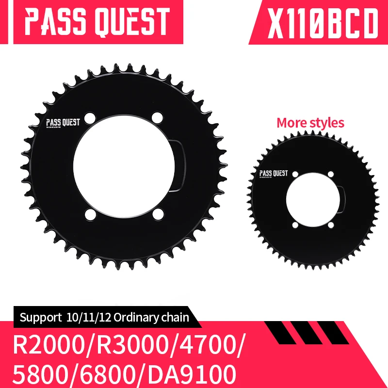 PASS QUEST X110 / 4 BCD 110BCD Round/Oval Road Bike Narrow Wide Chainring for R3000/4700/5800/6800/DA9000 Chainring Crankset