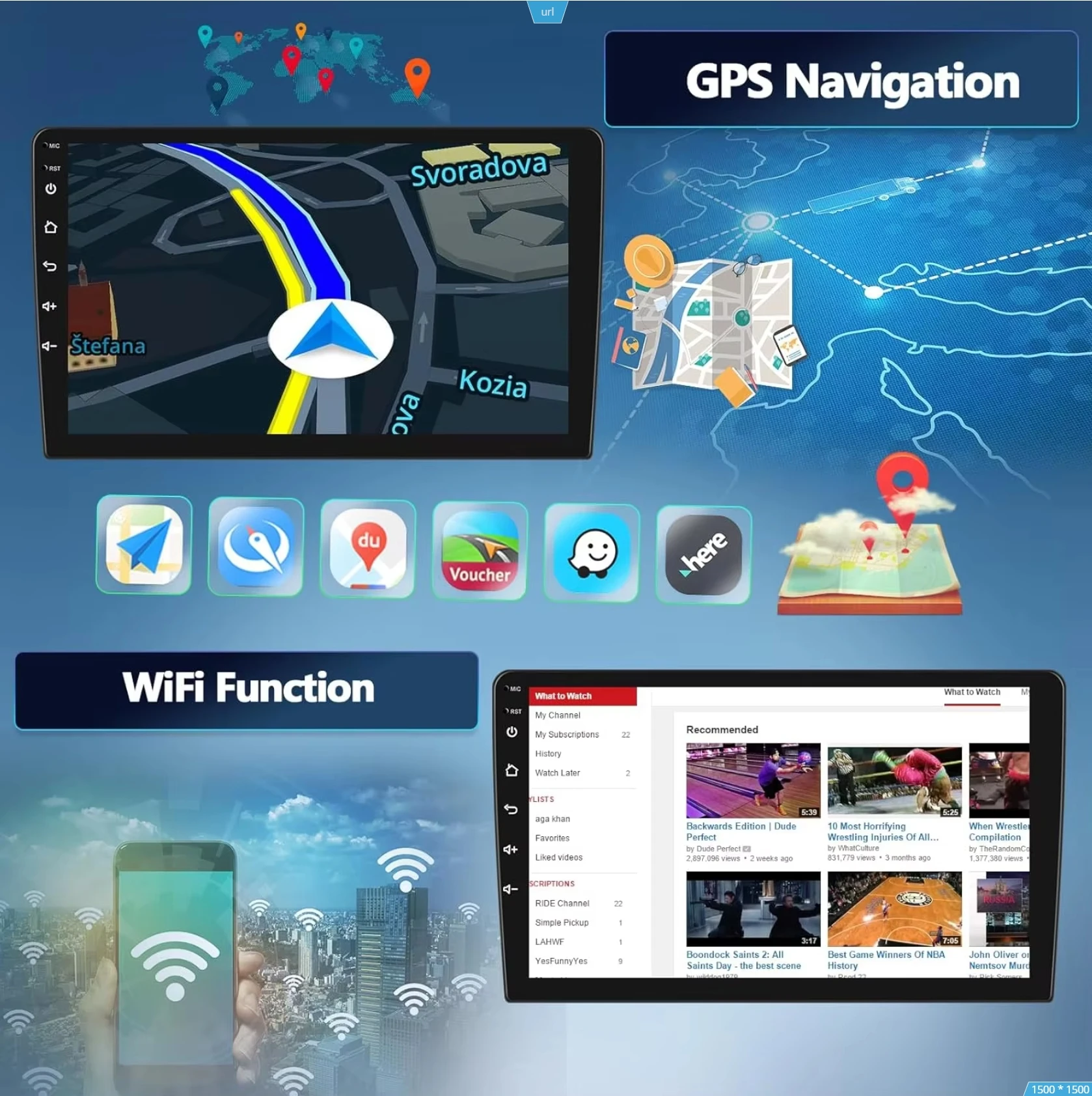 Фото Android 15 2din Автомобильный радиоприемник Мультимедийный плеер 9-дюймовый Carplay для Toyota Volkswagen Hyundai Kia Renault Nissan Honda Lad WIFI + 4G №3