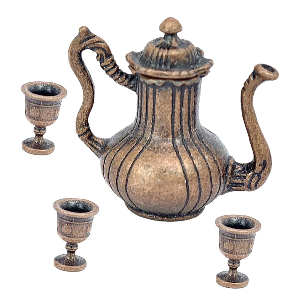 

1 set of House Miniature Tea Cup Teapot Set Miniature Tea Kettle House Accessories