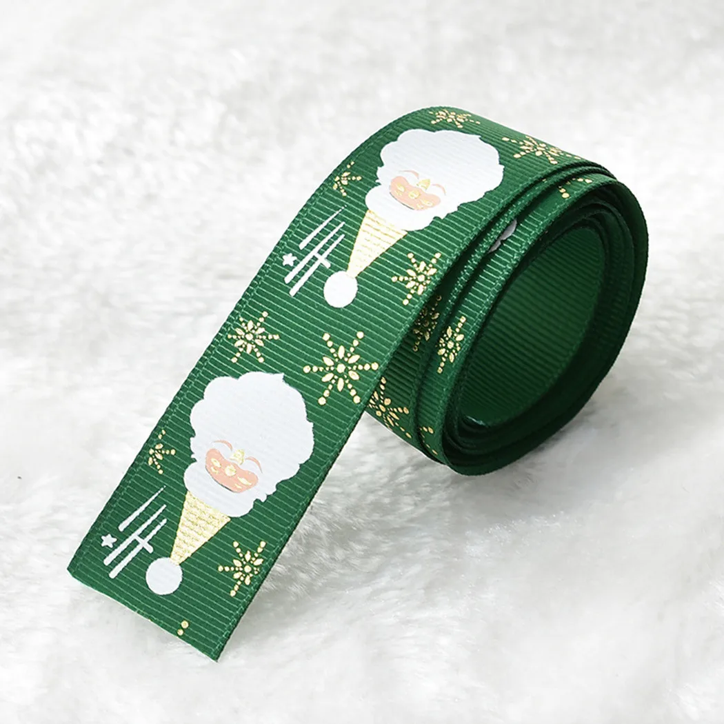 

6.5FT Christmas Ribbon With Snowflake Tree Pattern For Crafts Cake Decorations Handmade Design Christmas Decoration Gift Packing
