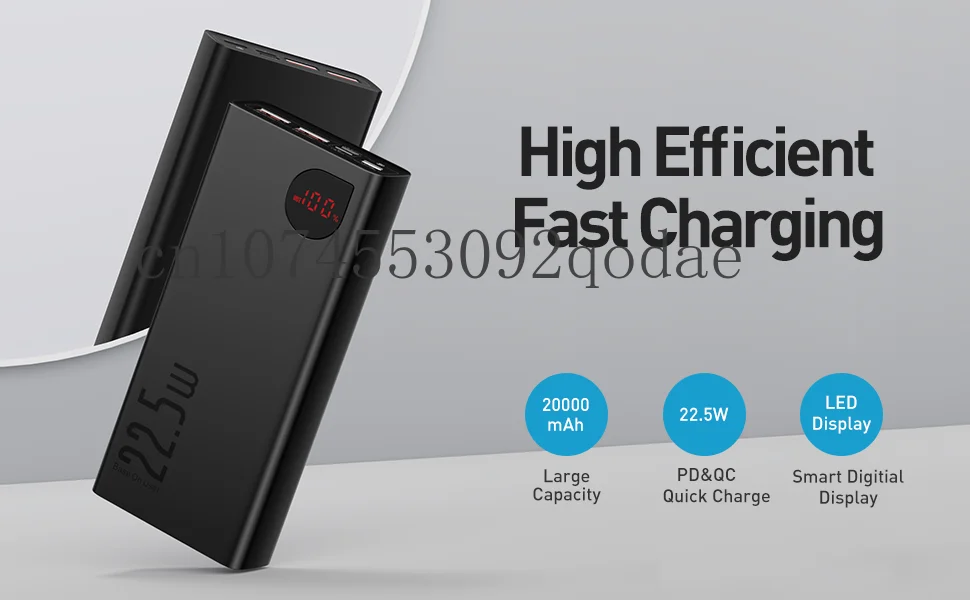 Внешний аккумулятор 22 5 Вт 20000 мАч быстрая зарядка USB C портативный для планшетов