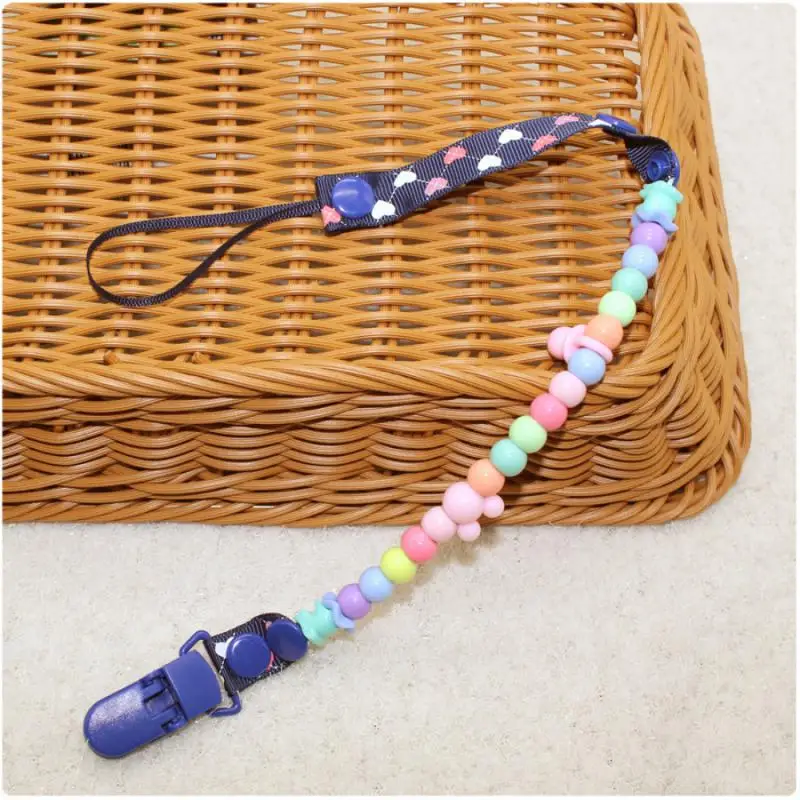 

Pacifier Chain Anti-lost Toy Chain Macaron Color Cute Print Handmade Beaded Pacifier Chain Handmade Beaded Baby Pacifier Clip