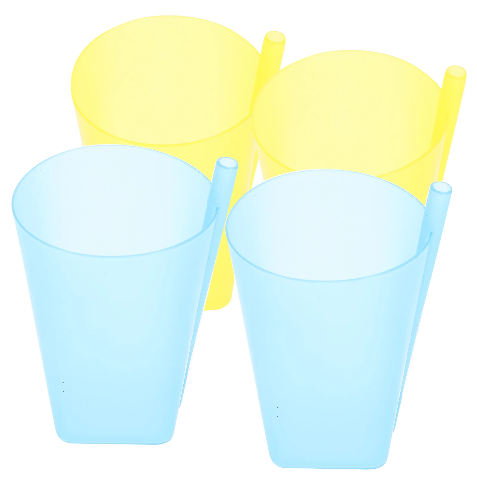 

4PC Candy Color Sippy Cups Water Practical Large Capacity Straw Cups for Children Kids (Green Pink Blue Yellow )