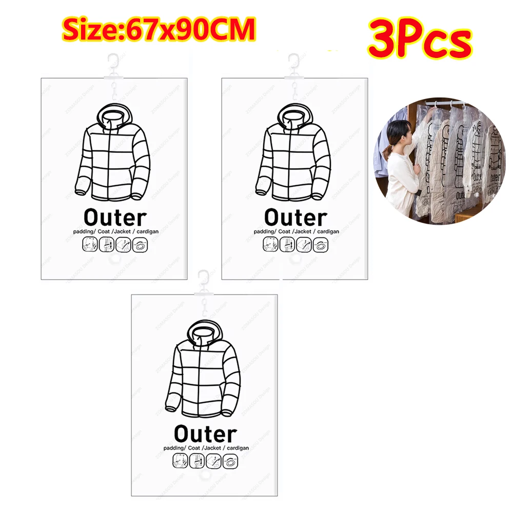 

1-10 шт. подвесная вакуумная сумка для хранения, многоразовая компактная сумка со сжатым уплотнением и насосом для одежды, одеяло, компрессионный пуховик