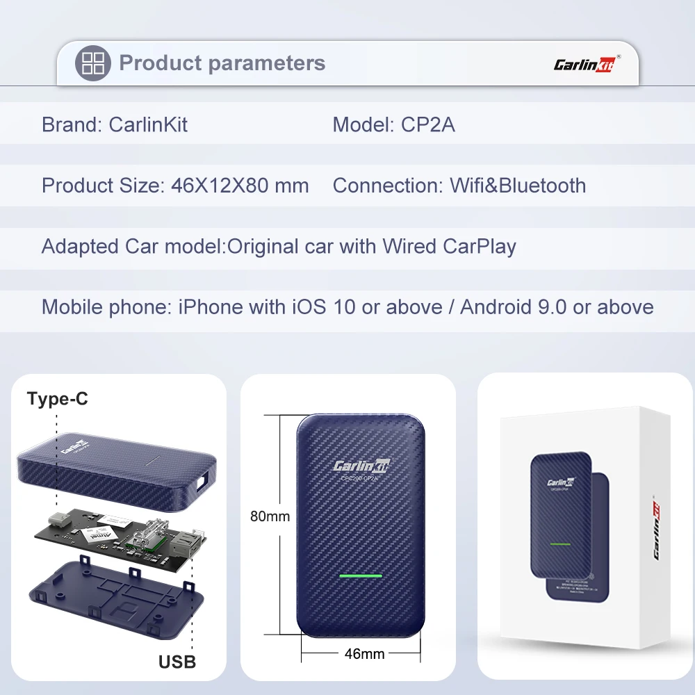 2023 Carlinkit 4.0 CarPlay Android Auto Wireless Adapter for Vw Skoda Toyota Peugeot Kia Mazda Ford Tiggo Haval BT WI-FI - купить по