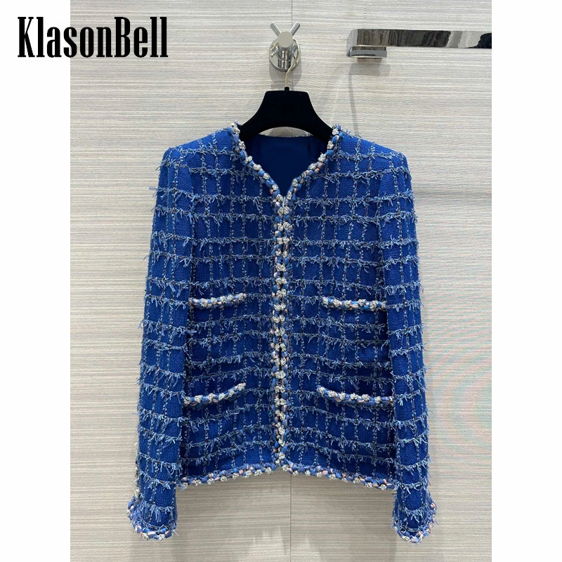 

2,2 темпераментная элегантная клетчатая твидовая куртка KlasonBell для женщин