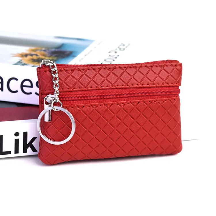 Women Kids Mini Wallet Lady Double Zipper Coin Purse Portable Small Coin Credit Card Key Ring Wallet Storage Pouch Clutch Purses