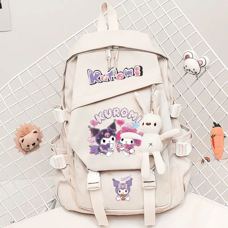 

Kawaii Sanrioed Anime My Melody Kuromi Children Schoolbag Boys Girls Cartoon Waterproof Backpacks Large Capacity Travel Rucksack