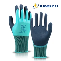 safety gloves for work wear resistant green nylon work gloves non slip elastic durable construction farm garden nitrile gloves