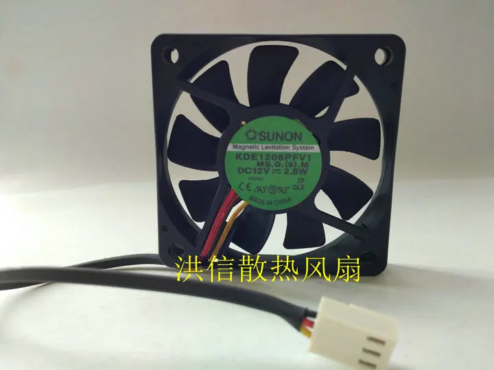 Бесплатная доставка, Оригинальный ультратонкий бесшумный вентилятор SUNON 6010 KDE1206PFV1 12 В постоянного тока, 2,8 Вт, 6 см