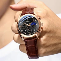 poedagar new mens business watch watches quartz men casual fashion luminous waterproof clock leather strap relogio masculino 806