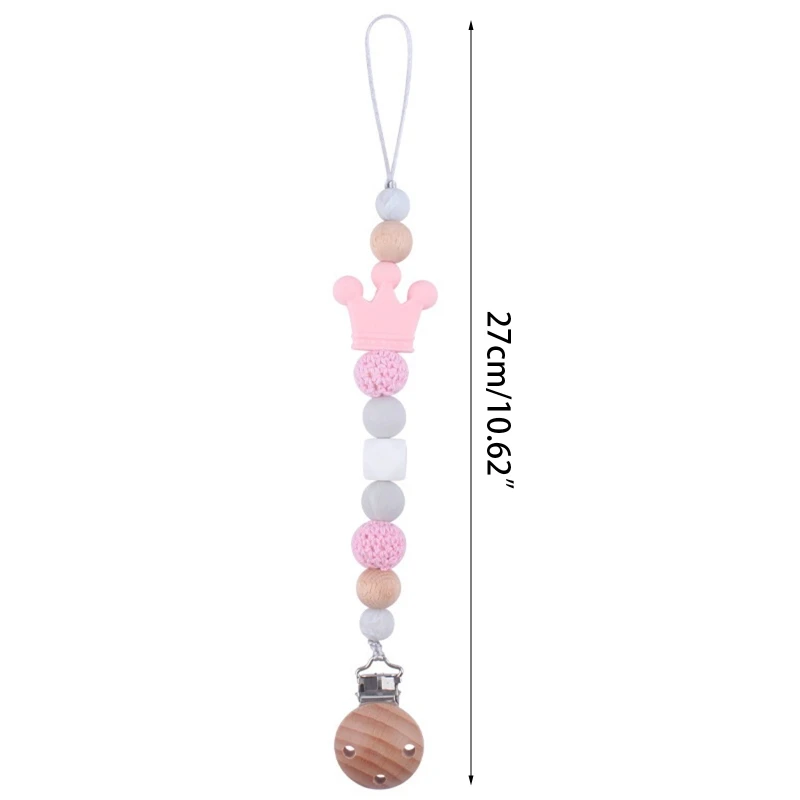 

Wooden Bead Pacifier Clips Silicone Chain Holder Newborn Soother Chains Nipple Holder for Babies Teething Toy Baby