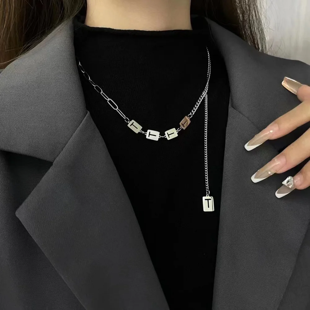 

Женская Длинная цепочка с подвеской в виде буквы T