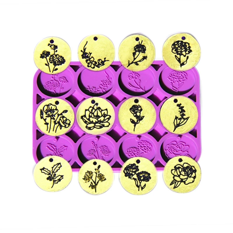 

DIY Floral Round Disc UV Epoxy Resin Mold 12 Month Flower Jewelry Charms Casting Mould Birth Flower Pendant Resin Silicone Mold