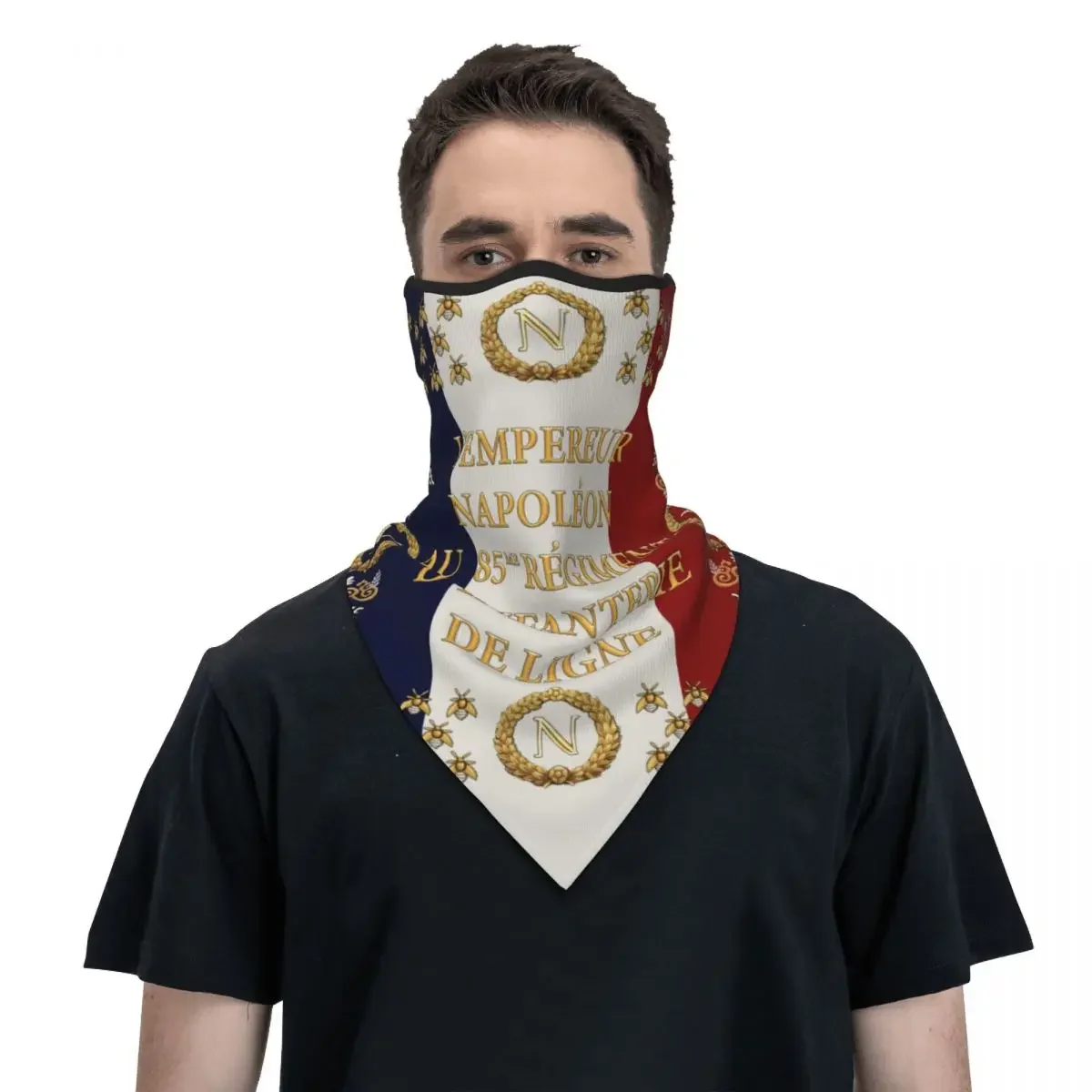 

Napoleonic French 85th Regimental Flag Bandana Neck Gaiter for Ski Camping Women Men France Fleur De Lis Face Mask Wrap Scarf