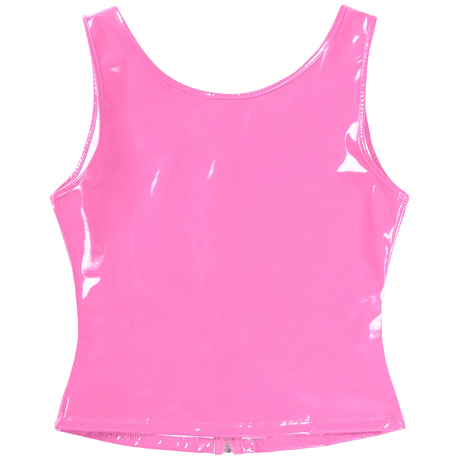 Крутая женская майка из лакированной кожи для девочек жилет без рукавов с