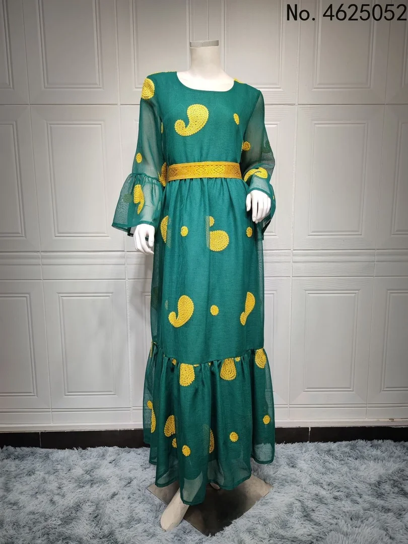 

2022 Muslim Abaya Dress Kimono Women Kaftan Dubai Luxury Long Sleeve Evening Gowns Embroidery Boho Eid Turkish Islamic Clothing
