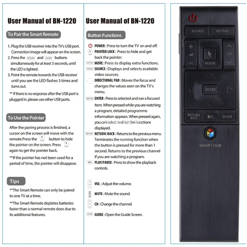 Пульт дистанционного управления BN59-01220D для BN59-01221J BN59-01220E смарт-телевизора Прямая