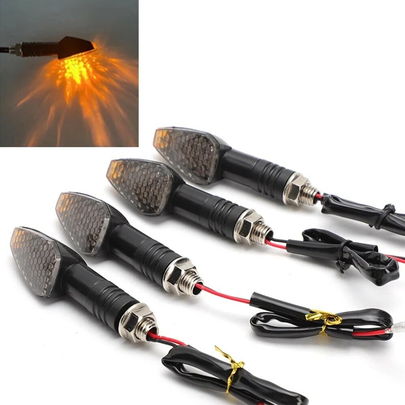 

4PCS Moto Turn Indicator Lamps Amber Light Motorcycle Turn Signal Lights Universal Blinker Flash Motobike Refit Accessories