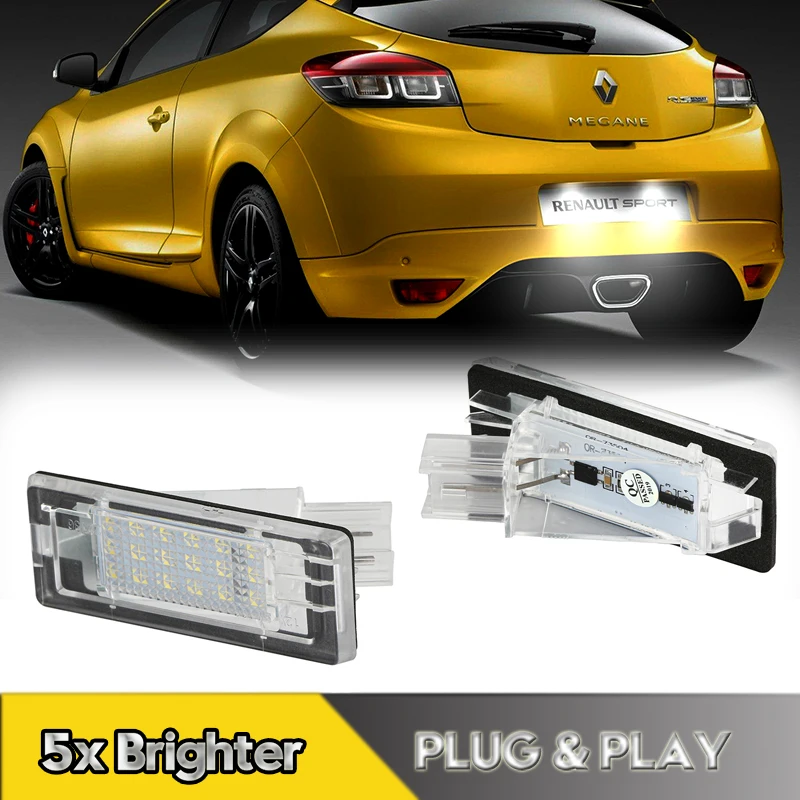 2 шт. для Renault Laguna Scenic Espace Captur светодиодные лампы освещения номерного знака Dacia Duster