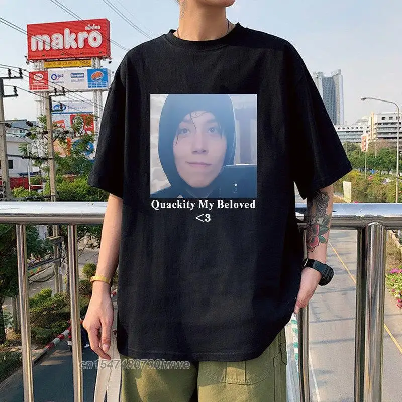 

Классическая забавная Повседневная футболка Quackity My Dear из 100% хлопка, Забавные топы в стиле гик, европейские размеры, дышащая черная футболка большого размера d