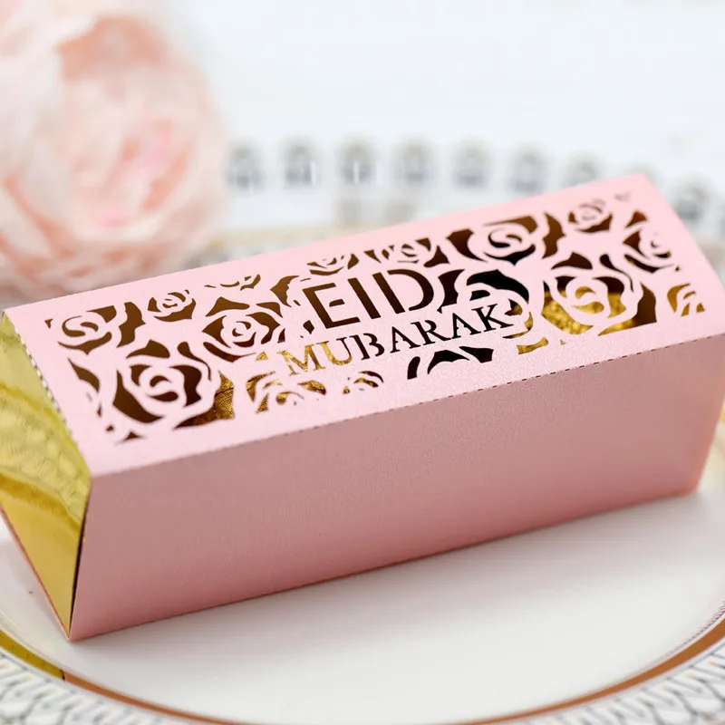 

10pcs Ramadan Gift Box Hollow Gold Eid Mubarak Candy Cookie Boxes Eid Packaging for Kids Ramadan Decoration 2023 Muslim Party