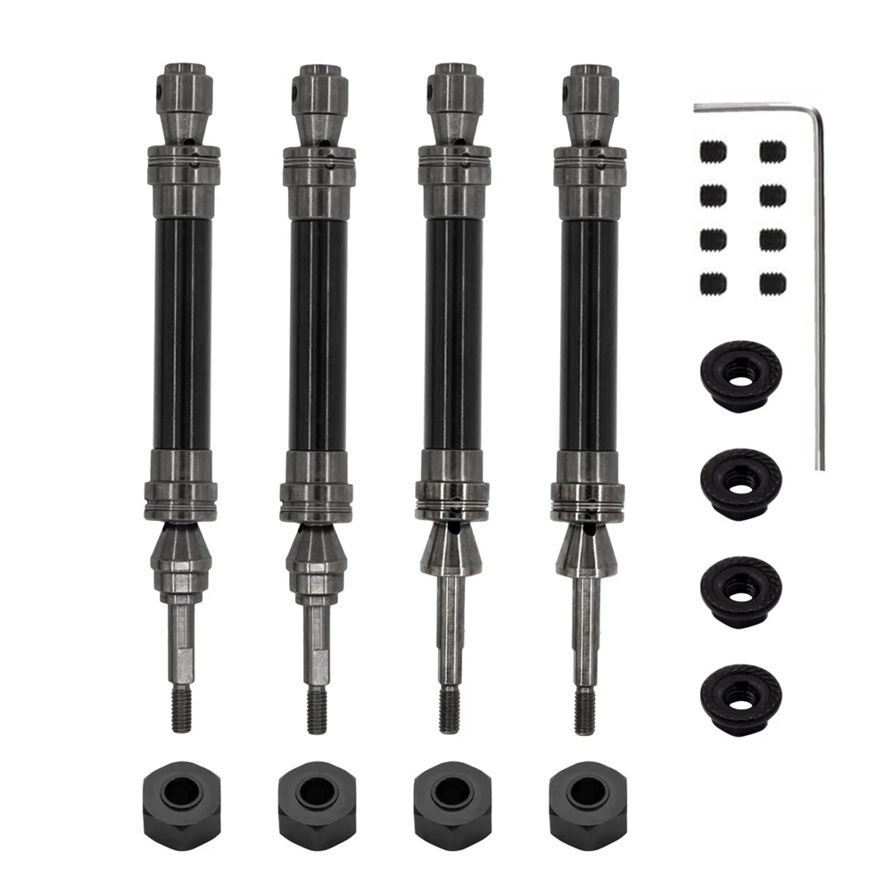 

4Pcs Metal Front and Rear Drive Shaft CVD for 1/10 Traxxas Slash Rustler Stampede Hoss VXL 4X4 RC Car Parts,Black