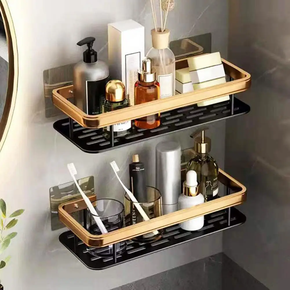 

Bathroom Shelf Punch-free Wall Mount Corner Shelf Shower Storage Rack Holder Strong Load Bearing Suction Cup Storage Rack