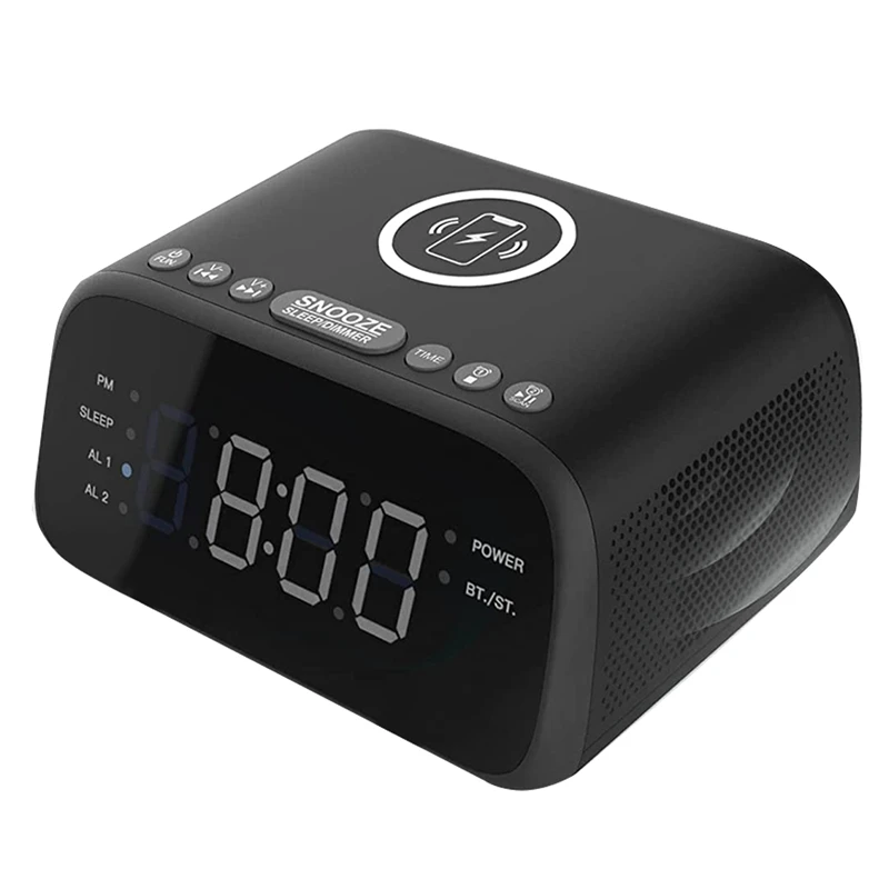 

Alarm Clock With Bluetooth Speaker And Wireless Charger,Fm Radio Clock ,Dimmable Led Digital Display For Home Bedroom