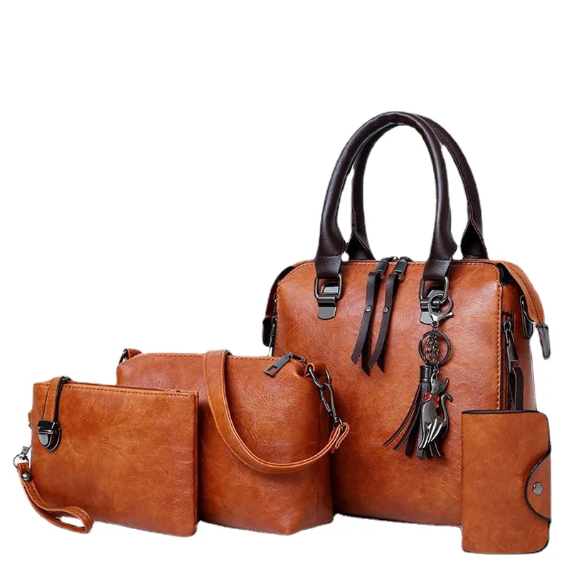 

High Quality Autumn Hot Sale Women's Bag 2022 New Fashion One Shoulder Crossbody Four Piece Set Vintage Handbag Women