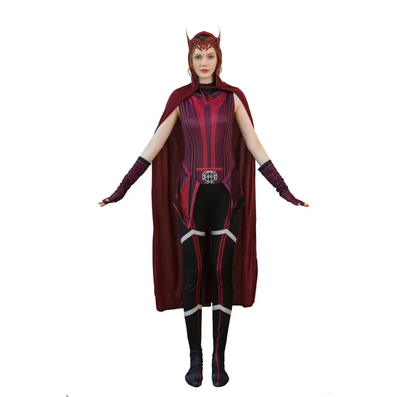 Женский костюм для косплея P-jшан Wanda Maximoff шарф ведьма головной убор плащ и брюки