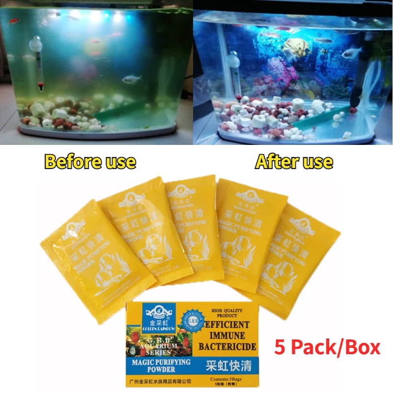 

5Pack/Box Aquarium Water Magic Purifying Powder Fast Water Cleaning Fish Tank Purifier Aquarium Accessories