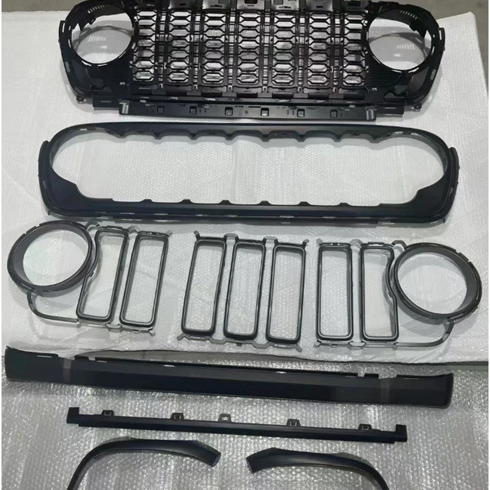 Решетка радиатора из АБС-пластика для Jeep Wrangler JL 2024 + JL1300 черная 1 шт.