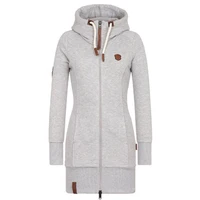 ladies winter long sleeved hooded sweater thickened fleece zipper cardigan european and american temperament commuter round neck