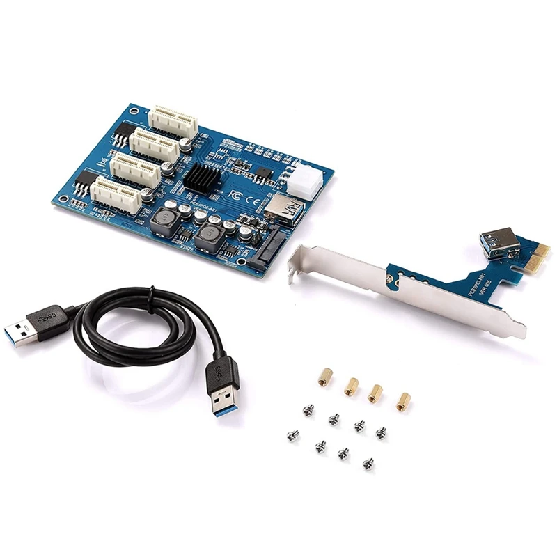 

Pci-E 1X To 4-Port Pci Express 1X Slot Adapter Card Usb3.0 Converter Expansion Adapter Card M2 Expansion Card for Mining