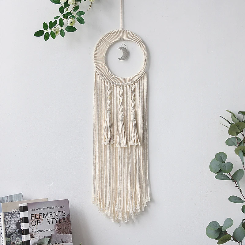 

Macrame Wall Hanging Tapestry Creative Dream Catching Net Handmade Wall Background Decor for Living Room Bedroom Dorm Hotel