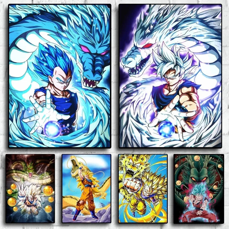 Плакаты с изображением жемчуга дракона печать на холсте Гоку божественная