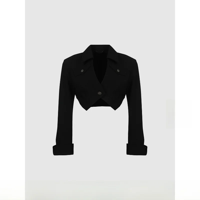 Лето 2023 новая женская одежда корейская серия сестра Ци черный с v-образным