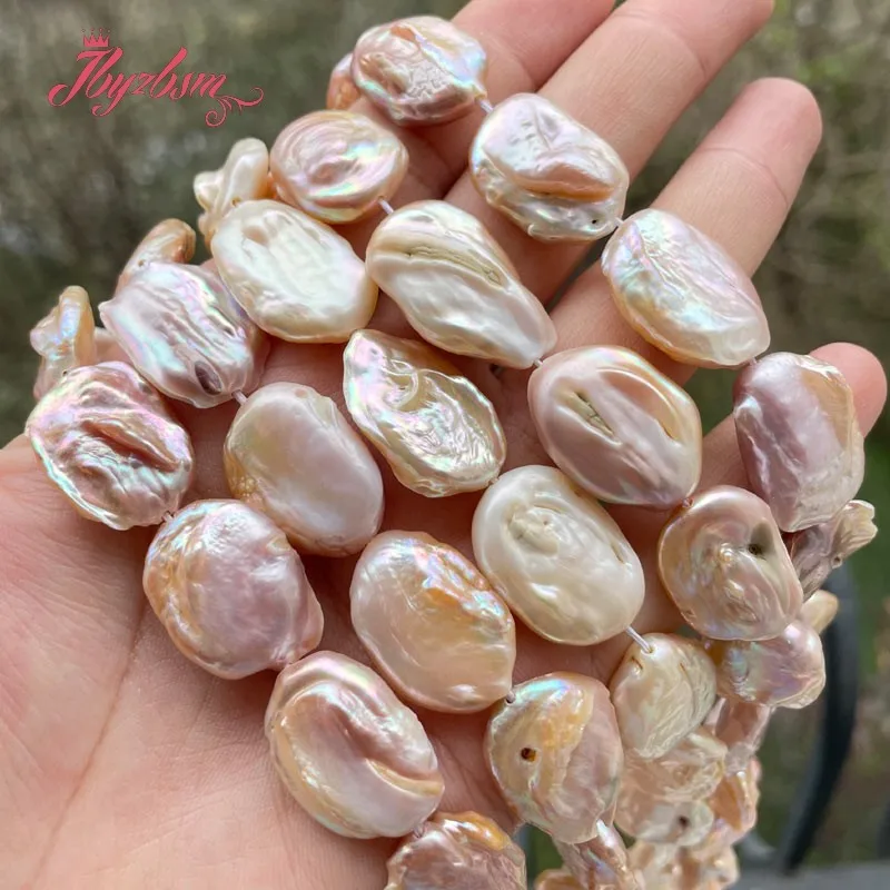 13x18-15x20mm Oval Pink Purple White Natural Freshwater Pearl Spacer Loose Beads for DIY Accessories Necklace Jewelry Making 15