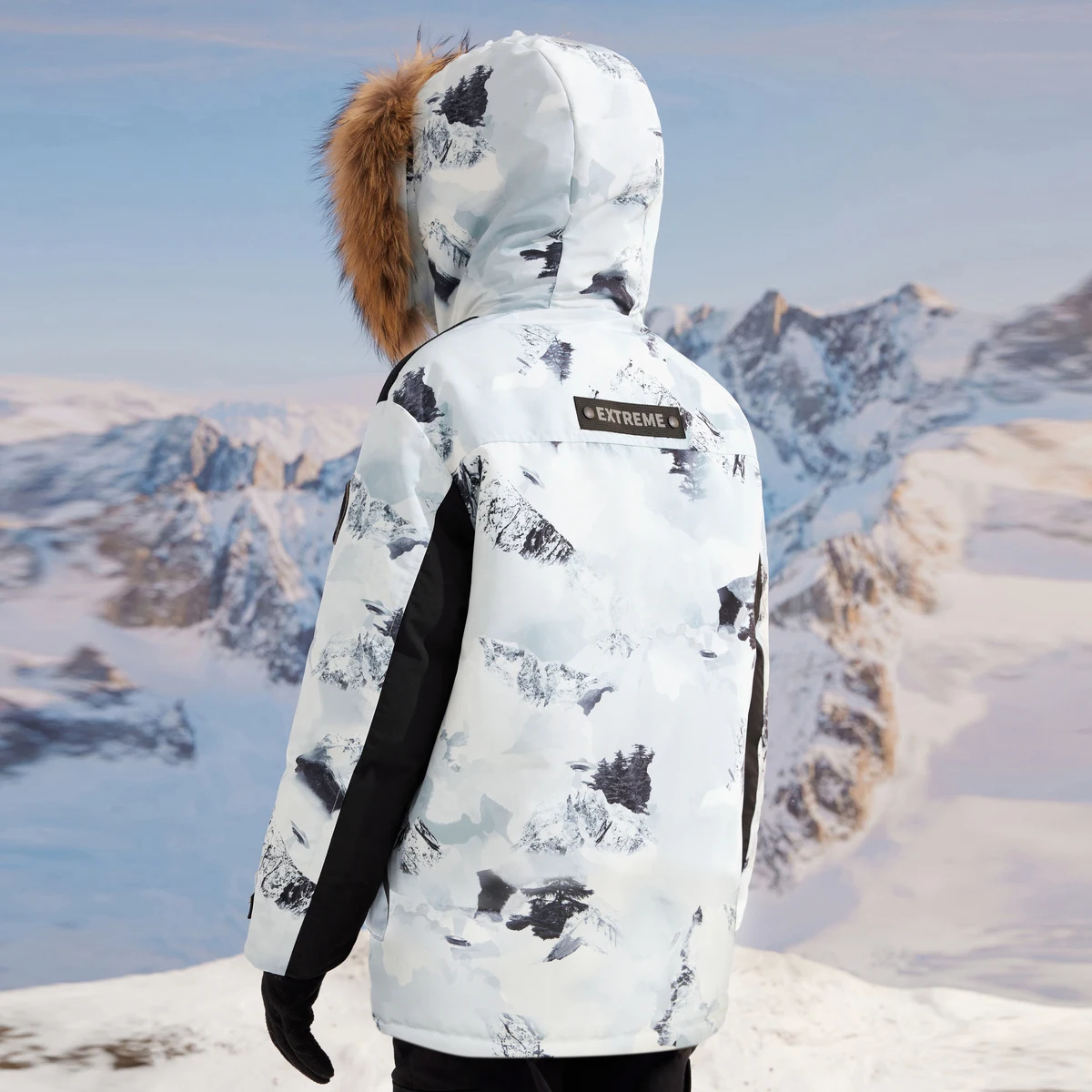 Детский пуховик BOSIDENG теплые утепленные куртки с воротником из натурального меха