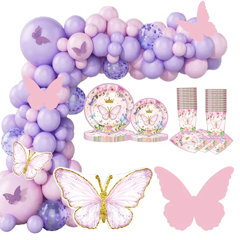 

Butterfly Party Decorations Pink Butterflies Cut Outs First Birthday Decorations Girls Wedding Baby Shower Purple Balloons