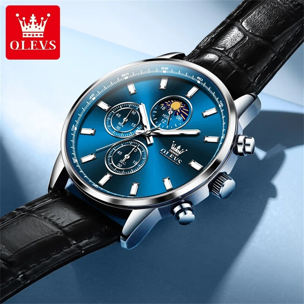 OLEVS мужские часы лучший бренд класса люкс хронограф кварцевые для мужчин кожаный