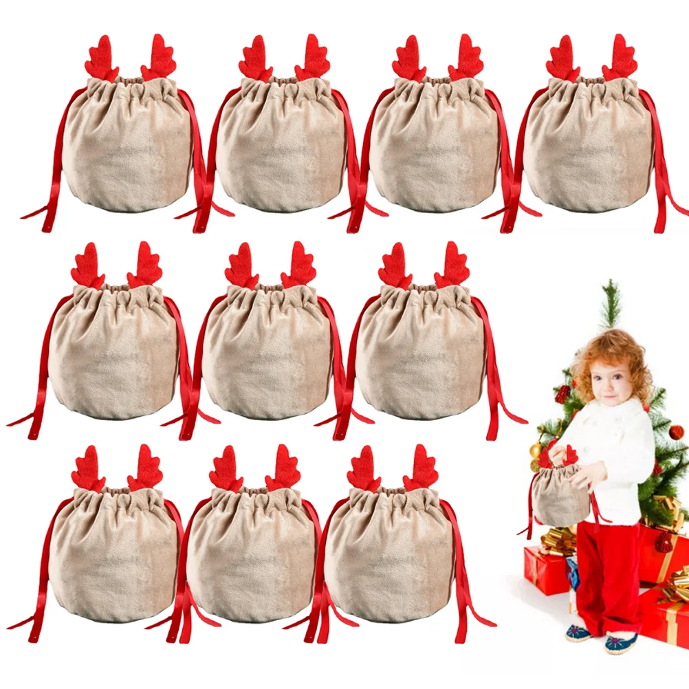 

Christmas Velvet Drawstring Bag Antler Gift Bags Christmas Decorations Pouch Packaging Drawstring Bag